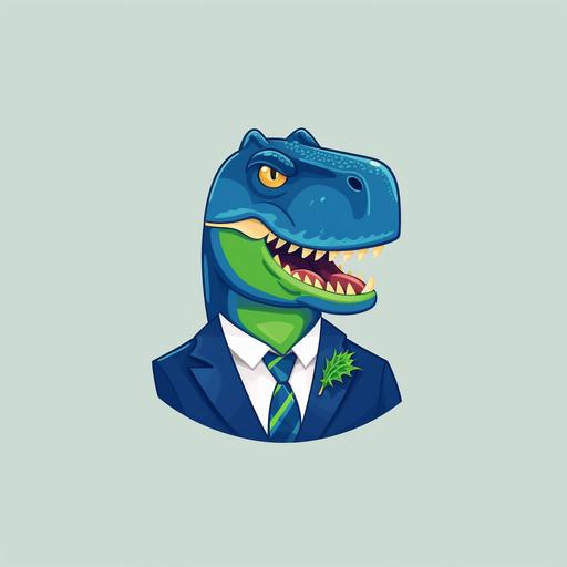Design a memorable and fantastic logo for a brand called 'The Arrogant T-rex', a subsidiary of Google specializing in AI-driven marketing and mentorship for startups and entrepreneurs. The logo should be minimalistic, adhering to Google's Material Design principles. Incorporate an elegant and cool depiction of a T-Rex, making sure to highlight the aspect of 'arrogance' through elements like a monocle. The overall design should evoke a sense of sophistication, intelligence, and a touch of whimsy to capture the company's unique approach to marketing.