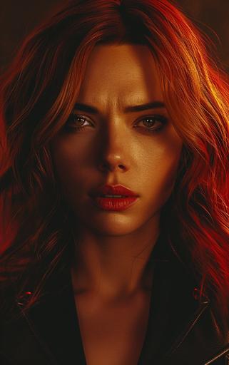 Design a striking portrait of Black Widow with a Canon EOS 6D Mark II DSLR camera, featuring an ISO of 6400 for a cinematic look. Introduce chalcedony-inspired colors to enhance the visual impact of this iconic female superhero's image. Imagined by M A Aguilar, MegUSN1 --ar 10:16 --v 6.0 --s 250 --style raw
