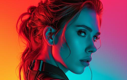 Design a striking portrait of Black Widow with a Canon EOS 6D Mark II DSLR camera, featuring an ISO of 6400 for a cinematic look. Introduce chalcedony-inspired colors to enhance the visual impact of this iconic female superhero's image. Imagined by M A Aguilar, MegUSN1 --ar 16:10 --v 6.0 --s 250 --style raw