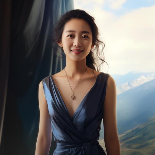 Design ::10, climbing a mountain, Asian lady, mature, confident, smile, high-quality, photorealistic, Professional Product Render::4, detailed, very large forehead, narrow and small chin, small eyes, thin lips, strong arm muscles, accurate representation, professional, award-winning, 3D rendering, multiple angles::3, natural lighting, realistepaysage --v 5.2