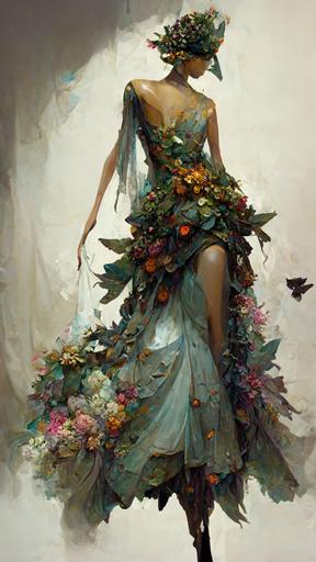 Fashion Design ,elfpunk,8K,only clothes,Fantasy Elf Costumes,Butterfly,the flowers,dress, Craig Mullins style --ar 9:16