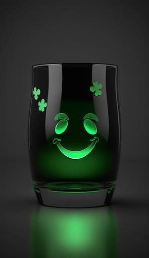 st patrick day, happy glass emoji,Dark, amoled, 264k render HD --ar 9:16 --q 5