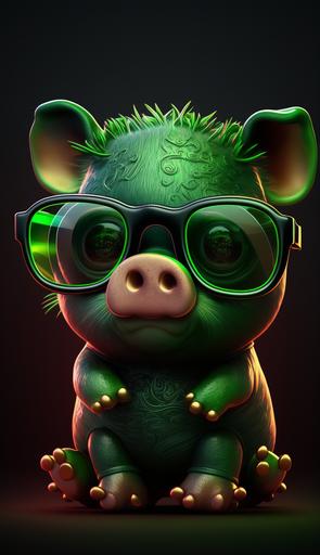 st patrick day,piggy cool, glasses, sunglasses, art, children, cute dreamz, cool, cute, colorful, kids,pig,Dark, amoled, 264k render HD --ar 9:16 --q 5
