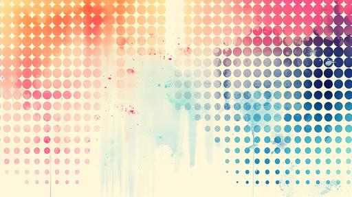 Develop a pastel-colored, dot-based geometric background in vector art, with a halftone effect adding texture and visual interest. The dots should vary in shades of soft, soothing colors, creating a painterly and artistic feel. The design should evoke a sense of calm and creativity, suitable for use in a variety of artistic and design projects --v 6.0 --s 250 --style raw --ar 16:9