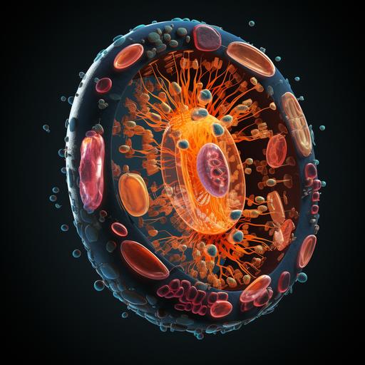 Diagram of a cell with mitochondria highlighted.