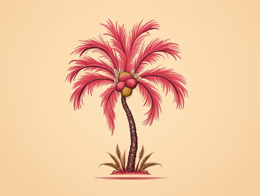 a cartoon palm tree is on a pink background, in the style of berlin secession, classic tattoo motifs, vintage aesthetics, post-internet aesthetics, flickr, sublime typography, fatima ronquillo --ar 4:3 --q 2