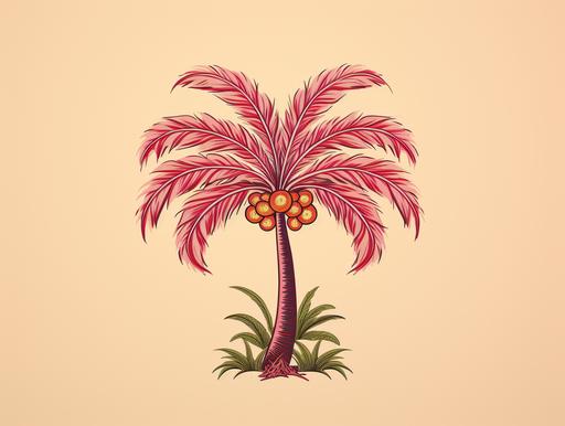 a cartoon palm tree is on a pink background, in the style of berlin secession, classic tattoo motifs, vintage aesthetics, post-internet aesthetics, flickr, sublime typography, fatima ronquillo --ar 4:3 --q 2