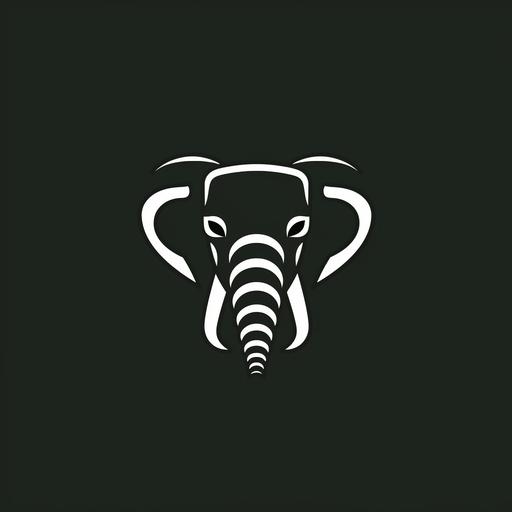 vector elephant logo, minimalistic, simple lines, bold, unique, black and white --q 2