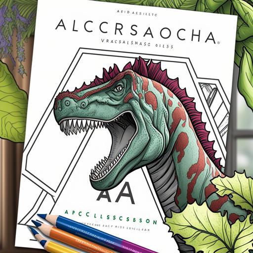 Dinosaur Alphabet coloring book niche: A is for Allosaurus: A coloring page featuring a ferocious Allosaurus dinosaur with the letter