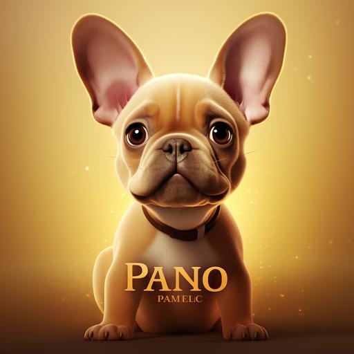 Disney cartoon movie poster fawn colored French bulldog named pablo
