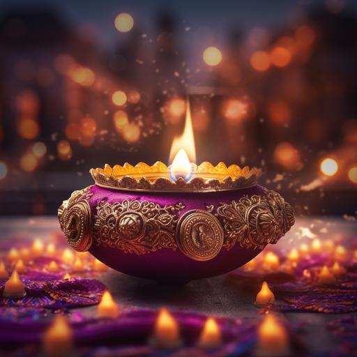 Diwali festival with lamp, photo realistic