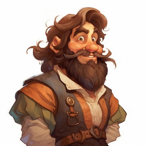 Don bluth style, dwarf artificer, messy brown hair, cartoon character art