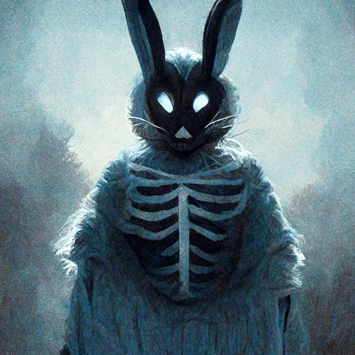 Donnie Darko Easter bunny, scary skeletal Easter bunny. Holiday character. 28:06:42:12