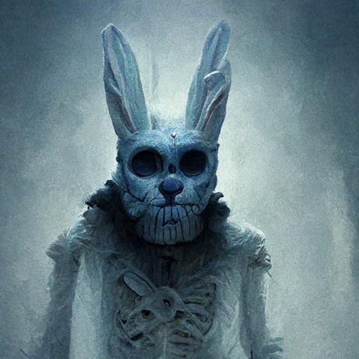 Donnie Darko Easter bunny, scary skeletal Easter bunny. Holiday character. 28:06:42:12