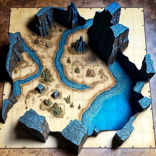 Dungeons and Dragons battle map, large cave network, exquisite detail, 5x5 grid, --v 4