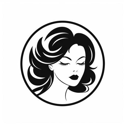 Develop a simple beauty salon logo. Black and white colors. Include a circle as an additional element.