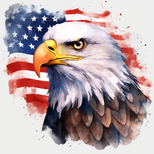 Eagle Flag PNG Patriotic USA Eagle Flag watercolor Clipart American Eagle Illustration highqulity