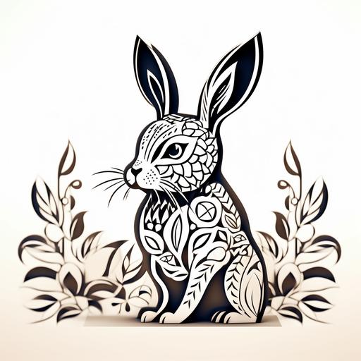 Easter rabbit, svg, line art, simple, black and white
