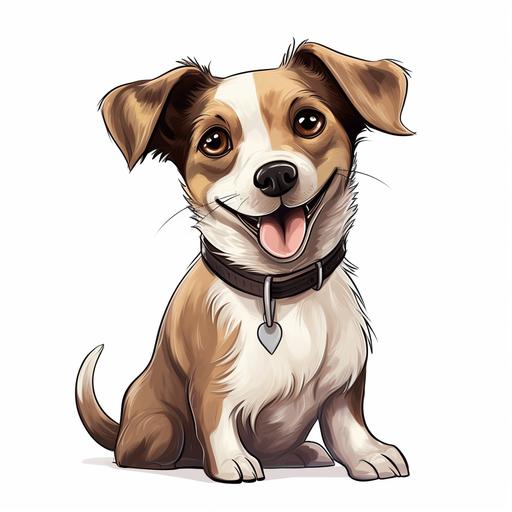 Easy drawing of a Dog, cartoon style, no background, no shading --ar 9:9