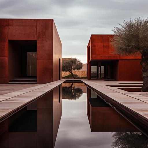 Editorial photo shoot, architecture, minimalist landscape, Morocco, editorial style, moody colors, saturation, cinematic, outside, moody lighting, shot with 4x5 camera, photorealistic, single frames, f2, --s 250