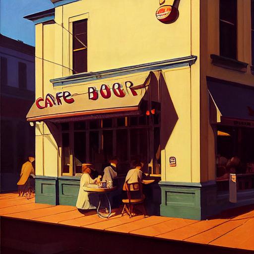 Edward Hopper painting, an ice cream parlor, highly detailed, clean lines, 