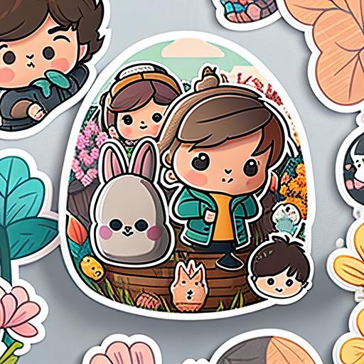 Egg Hunt Stickers - Create a set of stickers featuring children searching for Easter eggs, hiding Easter eggs, or simply holding Easter eggs.