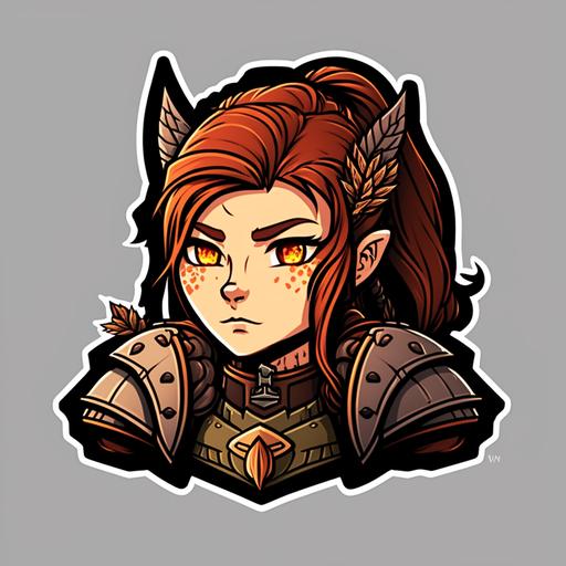 cute epic medieval cat-girl cat ears dnd vector icon emote portrait