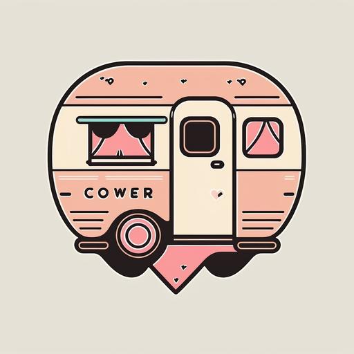 El logo se compone de una imagen de una camper en estilo minimalista, en colores blanco y rosa claro. La camper tiene la forma de un corazón para representar el amor y la conexión entre la pareja. Dentro de la camper, las siluetas de dos mujeres están sentadas frente a una mesa, disfrutando de una taza de café y viendo el paisaje a través de la ventana. El estilo de las siluetas es sencillo y moderno, con detalles en color rosa oscuro y naranja para resaltar la diversidad y la alegría de la pareja. El nombre de la marca personal se coloca debajo del logo en letras mayúsculas, en un estilo limpio y legible que complementa la imagen. Este diseño busca transmitir una imagen de amor, libertad, aventura y diversidad, enfocado en la experiencia de una pareja de lesbianas que comparten su amor por viajar en camper.