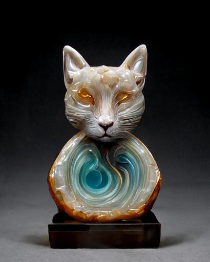 detailed cat sculpture, polished agate --ar 3:4