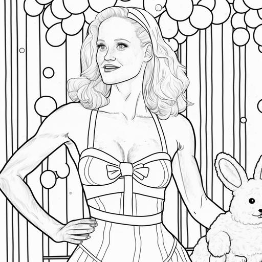 Elle woods from Legally Blonde wearing her bunny costume. for coloring book