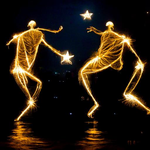 two nigerian men showing their love through dance under the sparkling stars