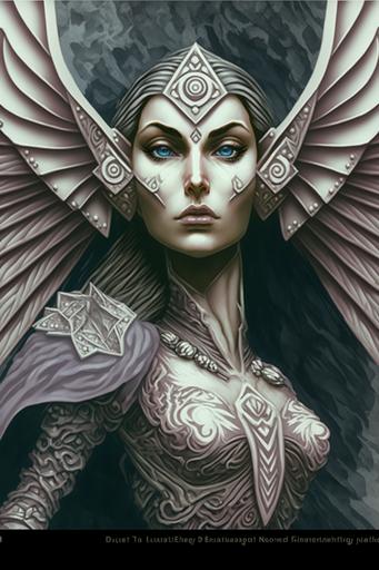 , Elven Angular face features, Poiny ears, Art by Greg Rutkowski, A Vibrant Dark Angel, Glowing, Moon in background,Moon Godess, Highly detailed Womans face, gorgeous woman, Moon Godess, Wearing armor, full body camera shot, Angelic woman with angular features, elf ,spreading huge angelic wings, flying over a black clouds, ashes,extreme detail --ar 2:3 --chaos 100 --v 4