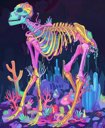 Embark on an X-ray expedition, exploring the inner workings of objects and animals with a magical X-ray vision. cartoon style, thick lines, vivid color --ar 9:11
