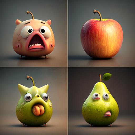 Emoji, pear, pig, angry.