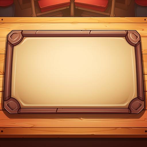 Empty restaurant tray, cartoon style, 2D game, empty, front view