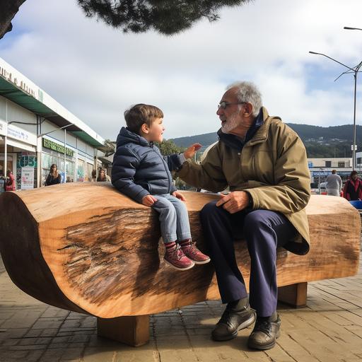 En la primera parte, sitúa a un niño escuchando atentamente las historias de su abuelo. Ambos deberían estar sentados bajo la sombra de un gigantesco algarrobo, con el abuelo en una silla de madera y Mateo sentado en el suelo, sus ojos brillantes de curiosidad. En el fondo, muestra la encantadora ciudad de Piura, con casas de colores y cangrejos azules correteando por las playas.