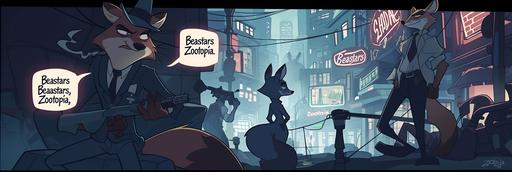Envision a captivating 3-panel cartoon comic that delves into the depths of retrofuturistic film noir, artfully rendered in the anthropomorphic furry styles reminiscent of Don Bluth, 