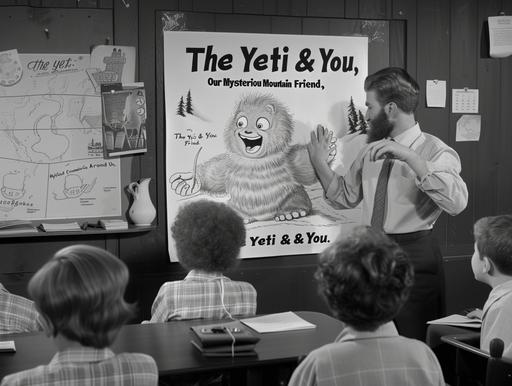 Envision a still from a vintage 1950s educational film titled 