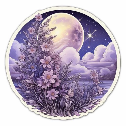 Ethereal eal cozy moon with lavender sticker