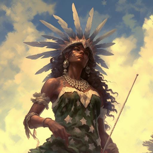 Exceptionally beautiful and patriotic Lady Liberty from the Bible as a sasquatch hairy ape woman in Americn forest wilderness settings, body covered in white fur ivory jewelry with the mixture of cave, forest, and American elements. Coming from an primal American background, she is a beautiful gorgeous hairy wife. Fate anime series.--q 2--niji 5