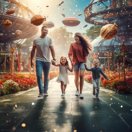 FAMILY , father, mother, daughter, brother, HAVING A GREAT DAY INA A PARK, ESPACIAL BACKGROUND
