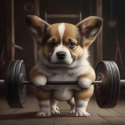 cachorro forte com pesos de academia desenho animado forte musculoso
