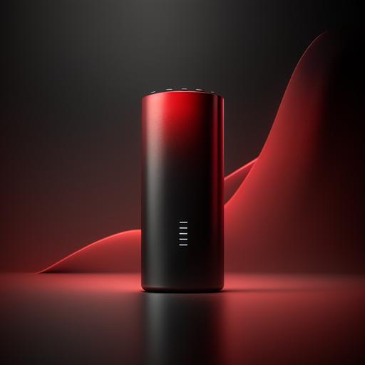 a nice abstract background with a big blank surface in the front for product photo, with the battery logo, code couleur noir et rouge, professional color grading, soft shadows, no contrast, clean sharp focus, film photography, no product --s 50
