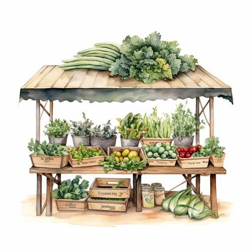 Farmers Market Herbs Stand Watercolor Clipart Herbs PNG Commercial Use Farm Produce Plants Graphic Design Cottagecore Illustration Print PNG highland calf PNG