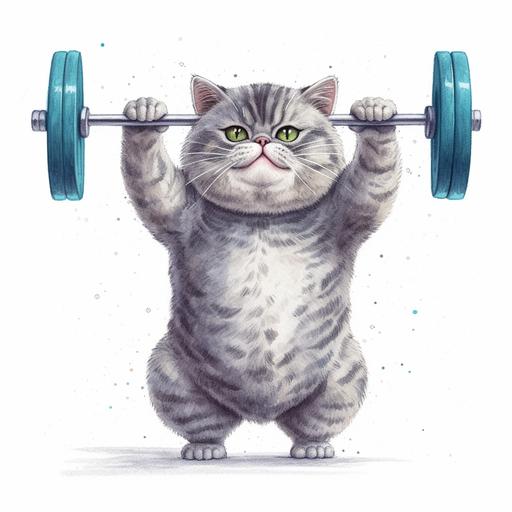 a cat lifting weights