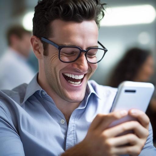 An image of a happy person looking at his mobile phone when receiving sales notifications at Hotmart.