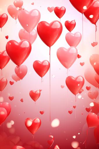 Festive romantic background with balloons hearts and confetti Valentine's Day or Merry Christmas and Happy New Year greetings. --v 5.2 --ar 2:3