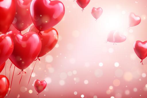 Festive romantic background with balloons hearts and confetti Valentine's Day or Merry Christmas and Happy New Year greetings. --v 5.2 --ar 3:2