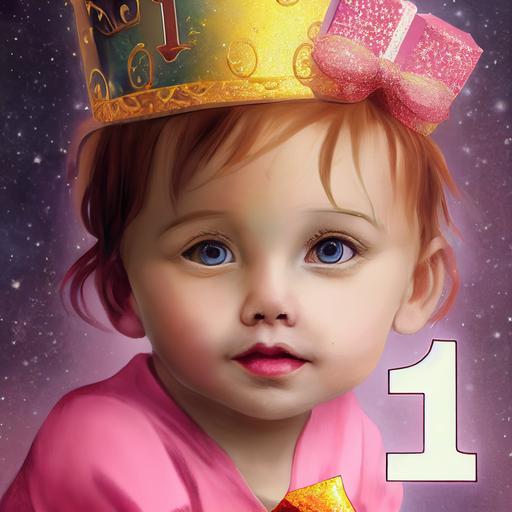 First magical birthday card avatar for baby girl   4K --test --creative