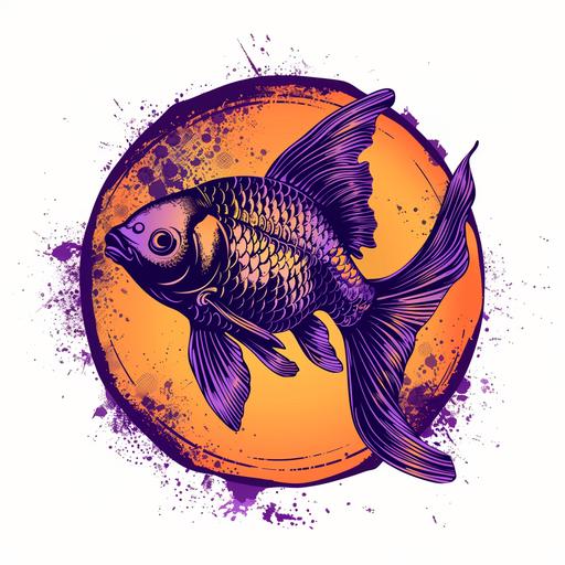 Fish sign. With violet and orange colors.